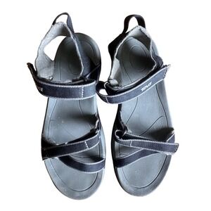 Teva Tirra‎ Black Gray Sport Hiking Sandals Womens Size 6 Hook Loop Straps
